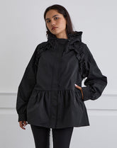 Malcari Peplum Nylon Jacket in Black