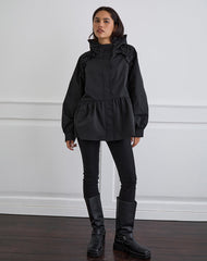 Malcari Peplum Nylon Jacket in Black