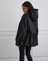 Malcari Peplum Nylon Jacket in Black