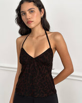 Malory Plunge Top in Oversize Jaguar Brown