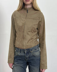 Mandy Jacket in Faux Suede Walnut