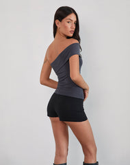 Marga One Shoulder Top in Ocean Storm