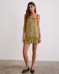 Marige Roundneck Mini Dress in Mini Bloom Yellow