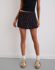 Haruto Skort in Ditsy Rose Garden Black