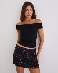 Haruto Skort in Ditsy Rose Garden Black
