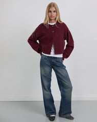 Merril Collared Cardigan in Knit Wine