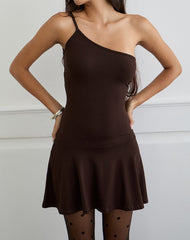 Messac Asymmetric Dress in Rayon Jersey Bitter Chocolate