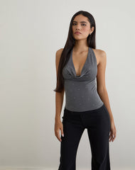 Minova Top in Cupro Diamante Dark Grey