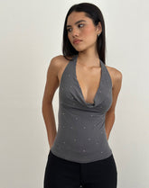 Minova Top in Cupro Diamante Dark Grey