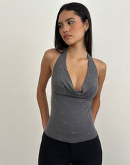 Minova Top in Cupro Diamante Dark Grey