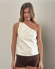 Miringa One Sleeve Top in Candy Stripe Yellow