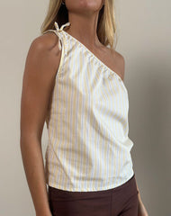 Miringa One Sleeve Top in Candy Stripe Yellow