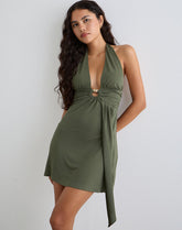 Miyoko Halter Mini Dress in Green