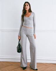 Dorala Low Rise Trousers with Eyelets in Grey Marl