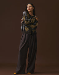 Nala Trouser in Heavy Woven Check Blue and Red