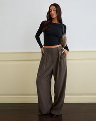 Nala Wide Pleat Trouser in Tailoring Truffle