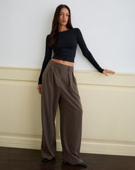 Nala Wide Pleat Trouser in Tailoring Truffle