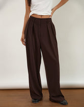 Nala Wide Pleat Trousers in Bitter Chocolate