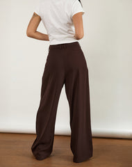Nala Wide Pleat Trousers in Bitter Chocolate