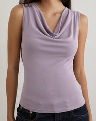 Nali Cowl Knot Top in Cupro Lavender