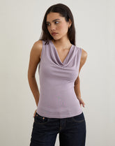 Nali Cowl Knot Top in Cupro Lavender