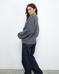 Namari Jumper in Grey Knit with 86 Motif