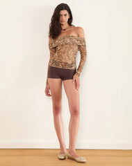 Nanila Top in Cluster Floral Brown