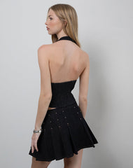 Gatlin Skirt in Chambray Studs Black