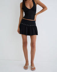 Nefety Studded Skirt in Jersey Black
