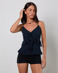 Nehla Cami Top in Chiffon Blue Graphite