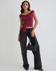 Neida Drape Top in Cupro Burgundy