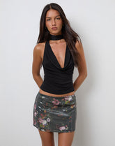 Nidya Mini Skirt in Sequin Vintage Flower