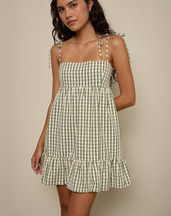 Nikita Mini Dress in Green Check