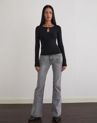 Nique Long Sleeve Top in Thick Rib Black