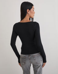 Nique Long Sleeve Top in Thick Rib Black