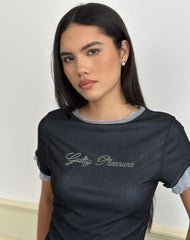 Noburia Top in Black Blue Guilty Pleasure Hot Fix