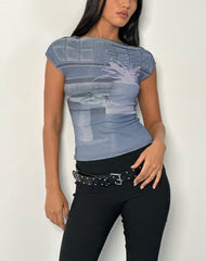 Nova Top in Parlour Print Blue