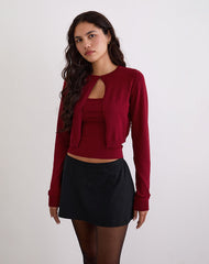 Ziva Knit Cami Vest Top in Burgundy