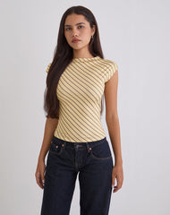 Nova Slinky Top in Yellow Diagonal Stripe