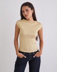 Nova Slinky Top in Yellow Diagonal Stripe