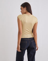 Nova Slinky Top in Yellow Diagonal Stripe