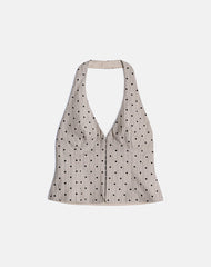 Odin Vest Top in Beige with Polka Pinstripe