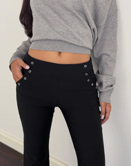 Olira Flare Trouser with Eyelets in Tailored Black