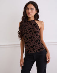 Olivera Top in Brown Garden Floral