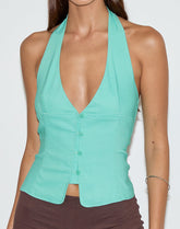 Oorja Halterneck Top in Tailoring Aqua