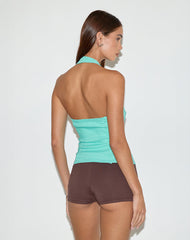 Oorja Halterneck Top in Tailoring Aqua