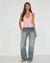 Oorja Halterneck Top in Tailoring Baby Pink