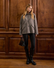 Orson Jacket in Faux Suede Olive Grey