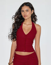Ortee Halterneck Top in Tailoring Red