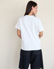 Oversize Basic Tee in White with Gemini Motel Pet Print